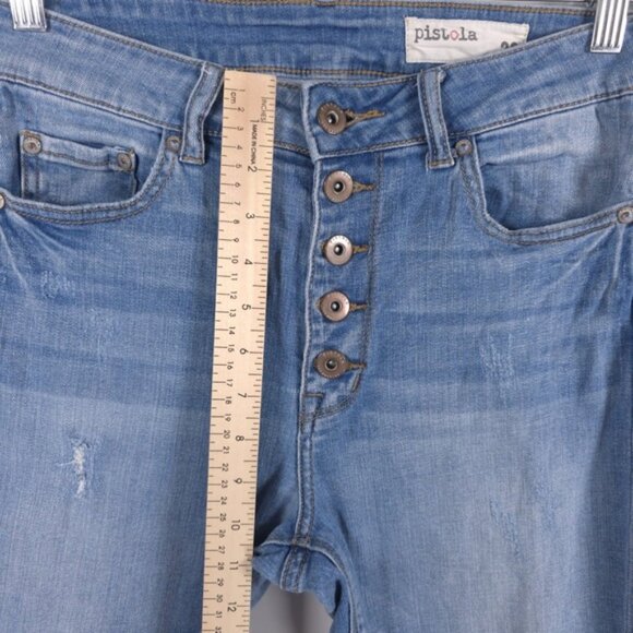 Pistola Exposed Button Fly Raw Hem High Rise Jeans Skinny P6777JFK-PAL Size 29 - Picture 5 of 13